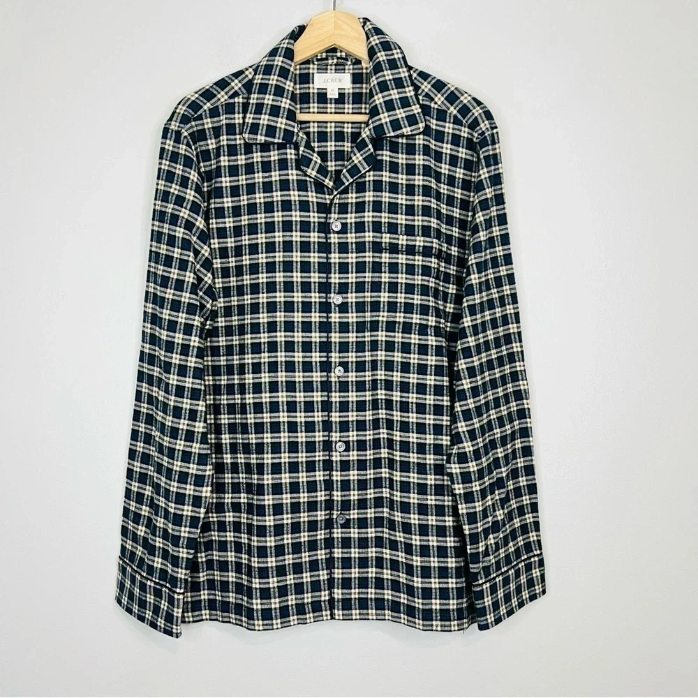 J. Crew Blue / Yellow Midweight Flannel Button Up Shirt M